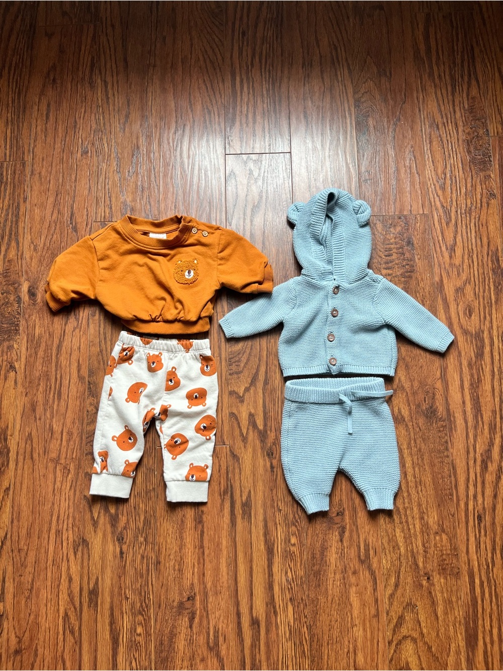 Carter's Baby Knit Hooded Set + Cat & Jack Orange Bear Outfit- Newborn